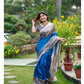 Gracious Women's Faux Tussar Geometric Print Saree With Blouse Piece