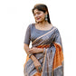 Gracious Women's Faux Tussar Geometric Print Saree With Blouse Piece