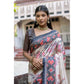 Gracious Women's Faux Tussar Floral Jal With Patola Print Saree With Blouse Piece