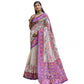 Gracious Women's Faux Tussar Floral Jal With Patola Print Saree With Blouse Piece