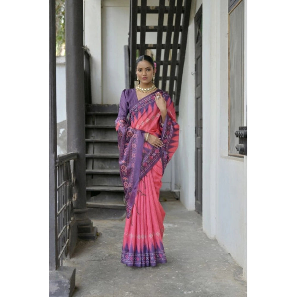 Charming Women's Faux Tussar Ikat Saree With Blouse Piece