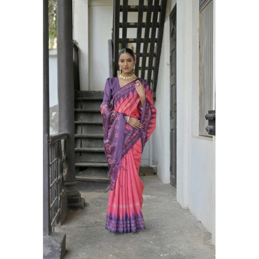 Charming Women's Faux Tussar Ikat Saree With Blouse Piece