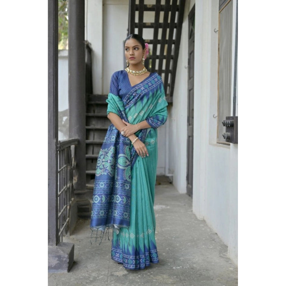 Charming Women's Faux Tussar Ikat Saree With Blouse Piece