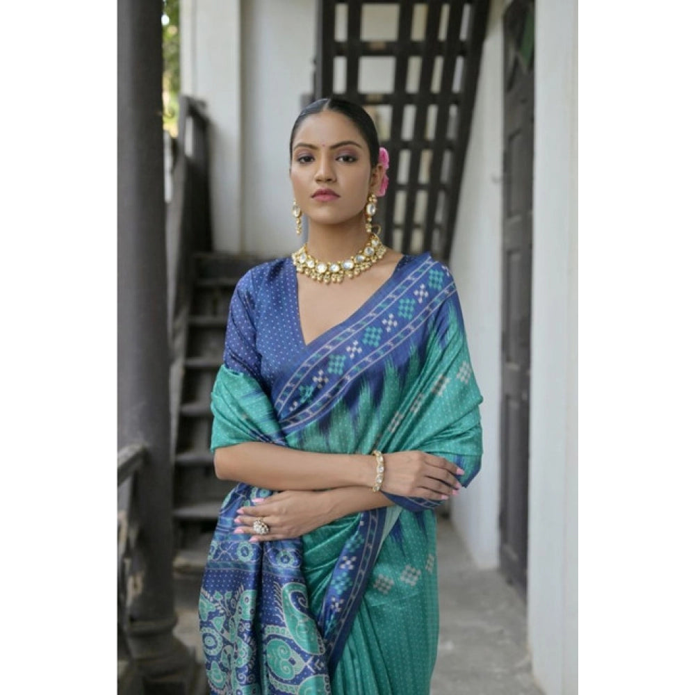 Charming Women's Faux Tussar Ikat Saree With Blouse Piece