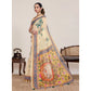 Superior Women's Linen Floral Printed Saree With Blouse Piece