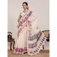 Superior Women's Linen Floral Printed Saree With Blouse Piece