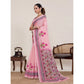 Superior Women's Linen Floral Printed Saree With Blouse Piece