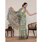 Superior Women's Linen Floral Printed Saree With Blouse Piece