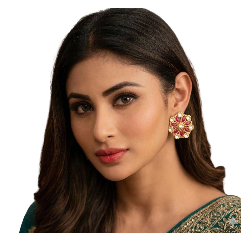 Dashing Women's Zinc Alloy Gold Plated Stud Earrings