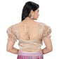 Appealing Women's Jimmy Solid Designer Neck Elastic Sleeve Readymade Blouse (Beige 38, Alterable up to 42)