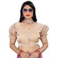 Appealing Women's Jimmy Solid Designer Neck Elastic Sleeve Readymade Blouse (Beige 38, Alterable up to 42)