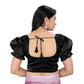 Appealing Women's Jimmy Solid Designer Neck Elastic Sleeve Readymade Blouse (Black 38, Alterable up to 42)