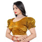 Appealing Women's Jimmy Solid Designer Neck Elastic Sleeve Readymade Blouse (Gold 38, Alterable up to 42)