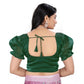 Appealing Women's Jimmy Solid Designer Neck Elastic Sleeve Readymade Blouse (Green 38, Alterable up to 42)