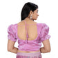 Appealing Women's Jimmy Solid Designer Neck Elastic Sleeve Readymade Blouse (Light Pink 38, Alterable up to 42)