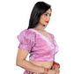Appealing Women's Jimmy Solid Designer Neck Elastic Sleeve Readymade Blouse (Light Pink 38, Alterable up to 42)