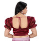 Appealing Women's Jimmy Solid Designer Neck Elastic Sleeve Readymade Blouse (Maroon 38, Alterable up to 42)