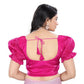 Appealing Women's Jimmy Solid Designer Neck Elastic Sleeve Readymade Blouse (Pink 38, Alterable up to 42)