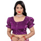 Appealing Women's Jimmy Solid Designer Neck Elastic Sleeve Readymade Blouse (Purple 38, Alterable up to 42)