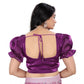 Appealing Women's Jimmy Solid Designer Neck Elastic Sleeve Readymade Blouse (Purple 38, Alterable up to 42)