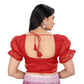 Appealing Women's Jimmy Solid Designer Neck Elastic Sleeve Readymade Blouse (Red 38, Alterable up to 42)
