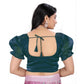 Appealing Women's Jimmy Solid Designer Neck Elastic Sleeve Readymade Blouse (Teal 38, Alterable up to 42)