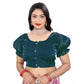 Appealing Women's Jimmy Solid Designer Neck Elastic Sleeve Readymade Blouse (Teal 38, Alterable up to 42)