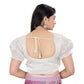 Appealing Women's Jimmy Solid Designer Neck Elastic Sleeve Readymade Blouse (White 38, Alterable up to 42)
