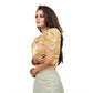 Luxurious Women's Jimmy Solid V Neck Puff Sleeve Readymade Blouse (Beige 38, Alterable up to 42)