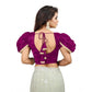 Luxurious Women's Jimmy Solid V Neck Puff Sleeve Readymade Blouse (Purple 38, Alterable up to 42)