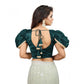 Luxurious Women's Jimmy Solid V Neck Puff Sleeve Readymade Blouse (Teal 38, Alterable up to 42)