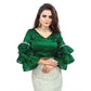 Groovy Women's Organza Solid V Neck Layered Ruffle Sleeve Readymade Blouse (Green Free Size, up to 38“40 Bust)