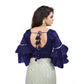 Groovy Women's Organza Solid V Neck Layered Ruffle Sleeve Readymade Blouse (Navy Free Size, up to 38“40 Bust)