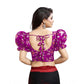 Incredible Women's Organza Printed V Neck Puff Sleeve Readymade Blouse (Light Purple 38, Alterable up to 42)