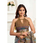 Sassy Women's Faux Linen Printed Ready to wear Saree With Blouse Piece