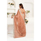Sassy Women's Faux Linen Floral Print Ready to wear Saree With Blouse Piece