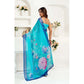 Sassy Women's Faux Linen Floral Print Ready to wear Saree With Blouse Piece