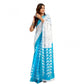 Sassy Women's Faux Linen Leaf Print Ready to wear Saree With Blouse Piece