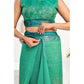 Sassy Women's Faux Linen Floral Ready to wear Saree With Blouse Piece