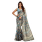 Sassy Women's Faux Linen Abstract Print Ready to wear Saree With Blouse Piece