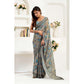 Sassy Women's Faux Linen Abstract Print Ready to wear Saree With Blouse Piece