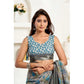 Sassy Women's Faux Linen Abstract Print Ready to wear Saree With Blouse Piece