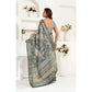 Sassy Women's Faux Linen Abstract Print Ready to wear Saree With Blouse Piece
