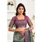 Sassy Women's Faux Linen Printed Ready to wear Saree With Blouse Piece