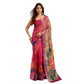 Sassy Women's Faux Linen Floral Print Ready to wear Saree With Blouse Piece