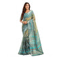 Sassy Women's Faux Linen Printed Ready to wear Saree With Blouse Piece