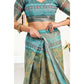 Sassy Women's Faux Linen Printed Ready to wear Saree With Blouse Piece