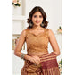 Sassy Women's Faux Linen Geometric Print Ready to wear Saree With Blouse Piece