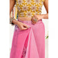 Retro Women's Faux Linen Floral Print Ready to wear Saree With Blouse Piece