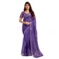Retro Women's Faux Linen Geometric Print Ready to wear Saree With Blouse Piece